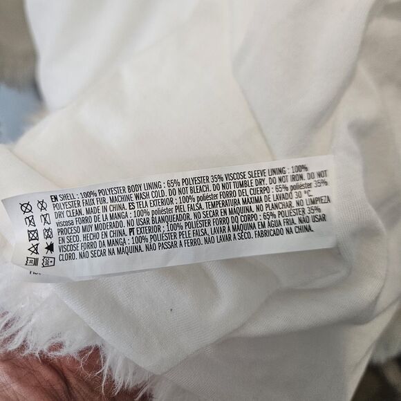 Hooded Fluffy White Faux Fur Soft Coat Sz L Boho Coquette Whimsy Fairy Festival - Picture 13 of 15